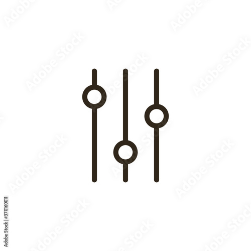 Black and white simple vector line art icon of vertical adjustment knobs