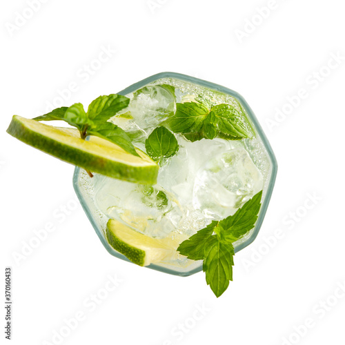 Top view of Mojito cocktail