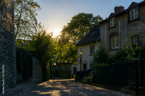 Stolberg, Germany - August 6, 2020: Sunset in the old town of Stolberg