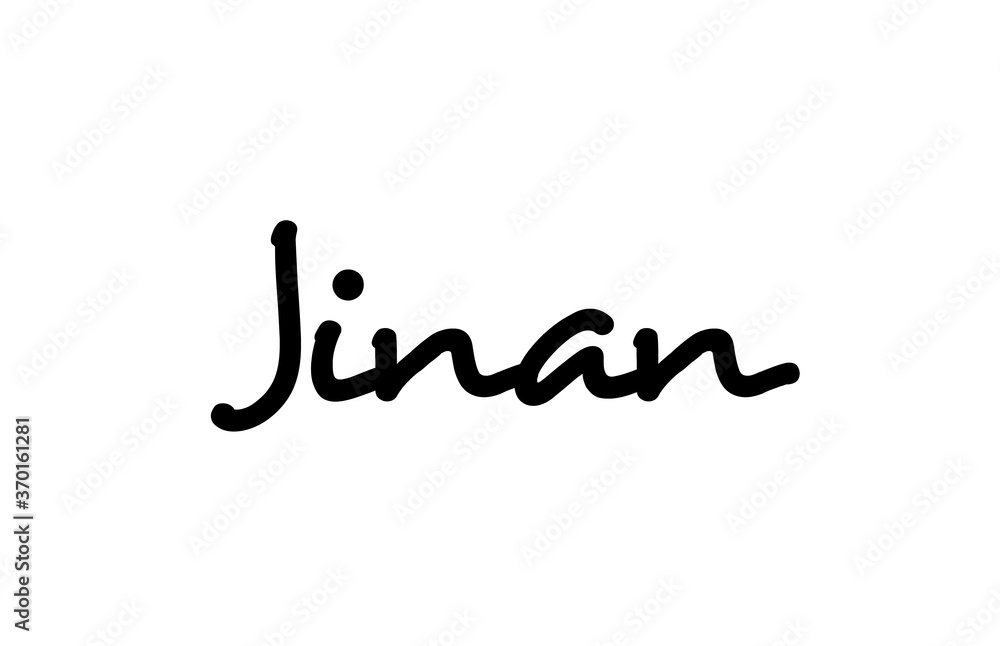 Jinan city handwritten word text hand lettering. Calligraphy text. Typography in black color Jinan city handwritten word text hand lettering. Calligraphy text. Typography in black color