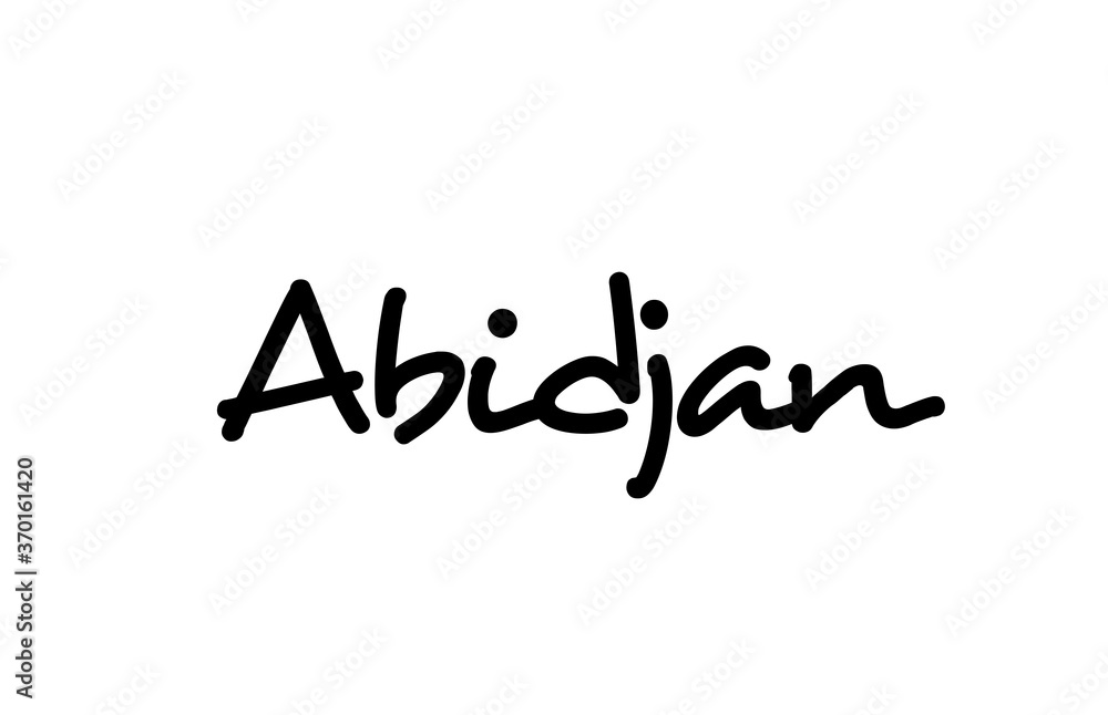 Abidjan city handwritten word text hand lettering. Calligraphy text. Typography in black color