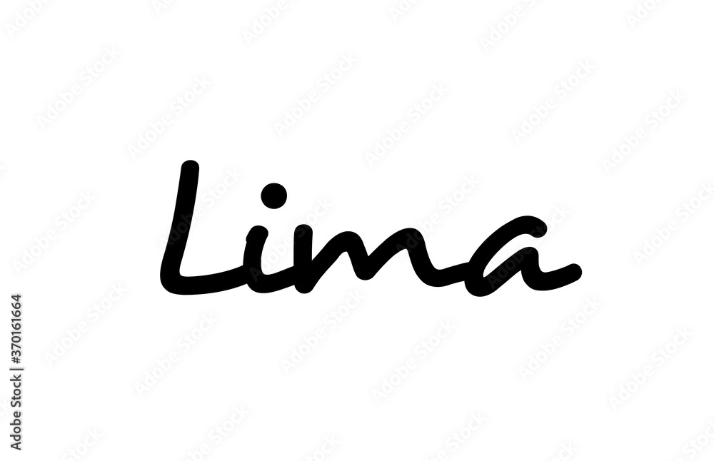 Lima city handwritten word text hand lettering. Calligraphy text. Typography in black color Lima city handwritten word text hand lettering. Calligraphy text. Typography in black color