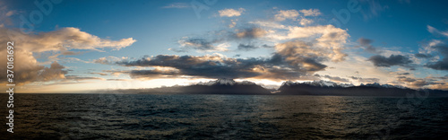 Milford Sound , New Zealand , sunrise view from cruise ship