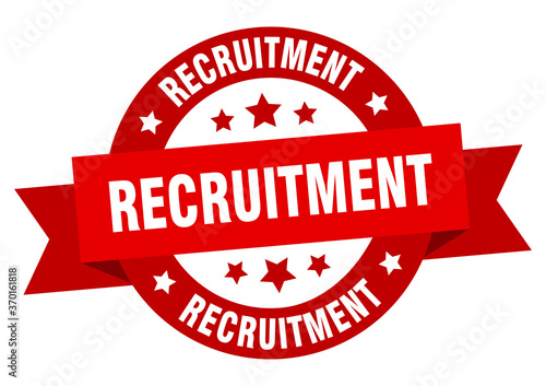 recruitment round ribbon isolated label. recruitment sign
