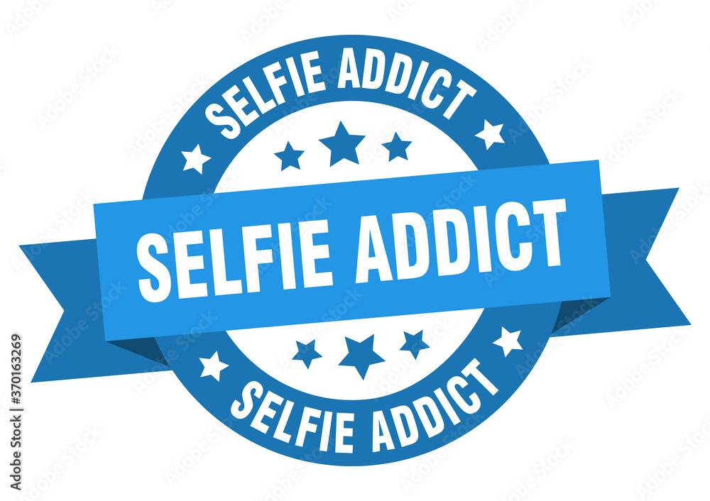 Fototapeta premium selfie addict round ribbon isolated label. selfie addict sign