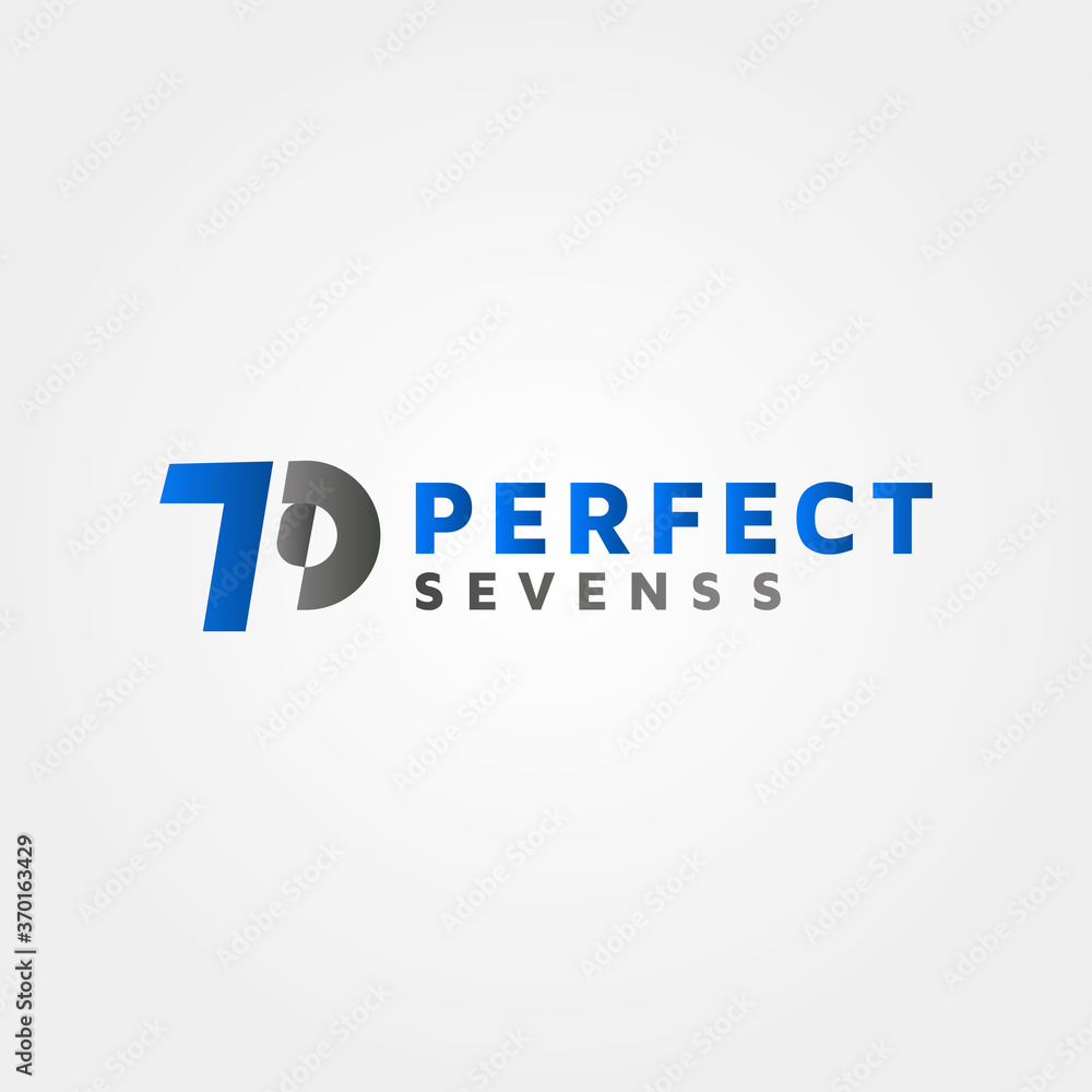 Perfect Sevens p7 Vector logo design template