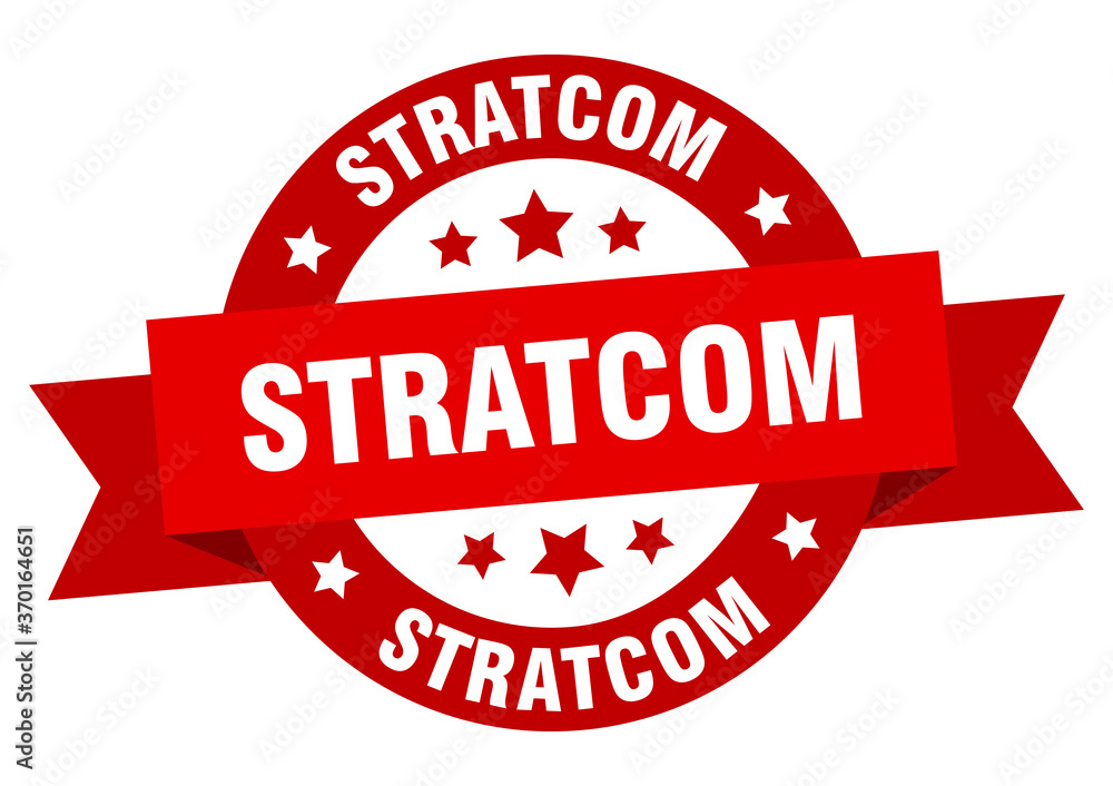 stratcom round ribbon isolated label. stratcom sign stratcom round ribbon isolated label. stratcom sign