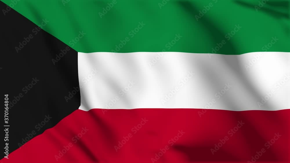 Waving flag loop. National flag of Kuwait Waving flag loop. National flag of Kuwait