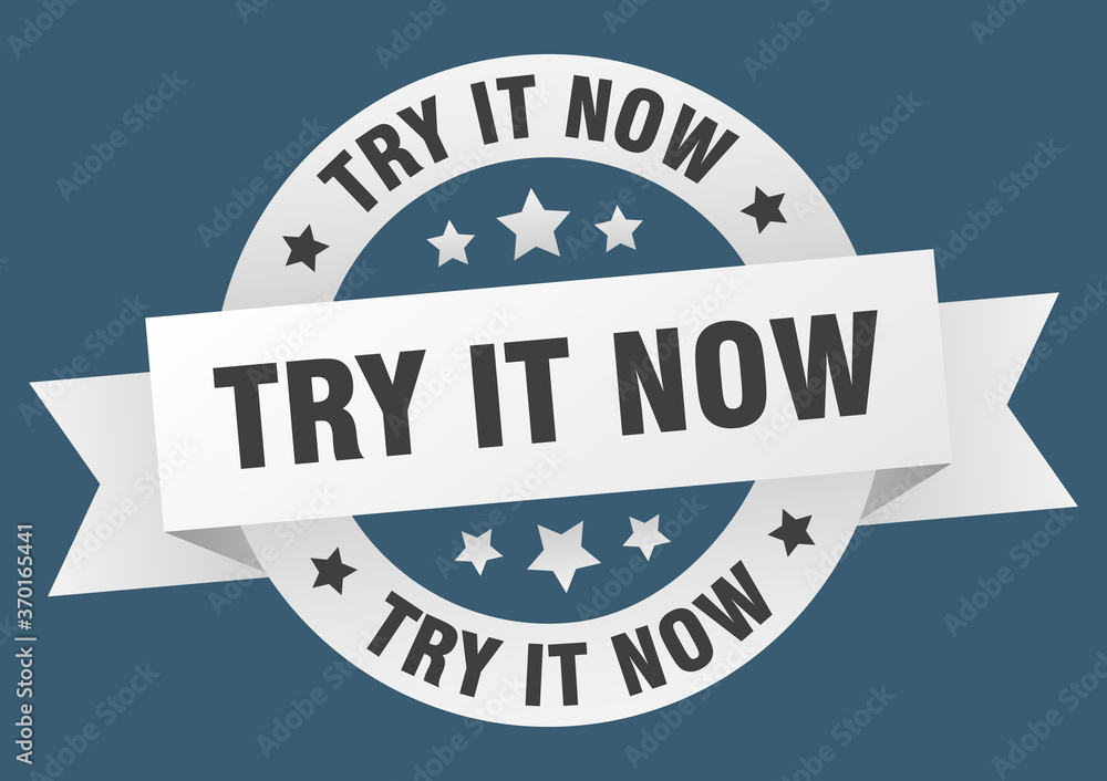 try it now round ribbon isolated label. try it now sign try it now round ribbon isolated label. try it now sign