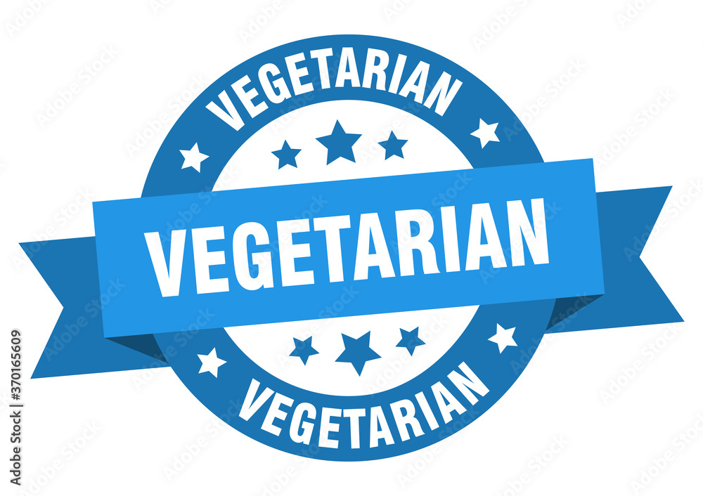 Fototapeta premium vegetarian round ribbon isolated label. vegetarian sign