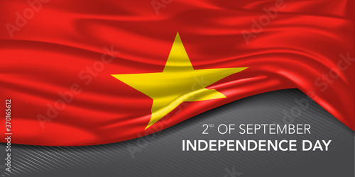 Vietnam happy independence day greeting card, banner with template text vector illustration