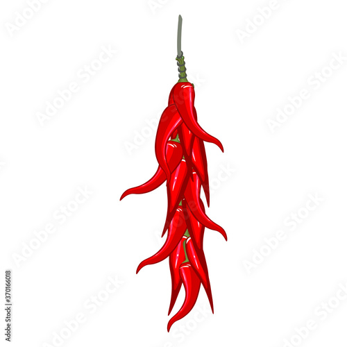 A bunch of pepper on a white background. Harvesting for the winter. Autumn harvest. Vector illustration