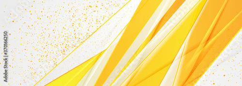 Bright yellow abstract corporate background with glitter particles. Vector banner design