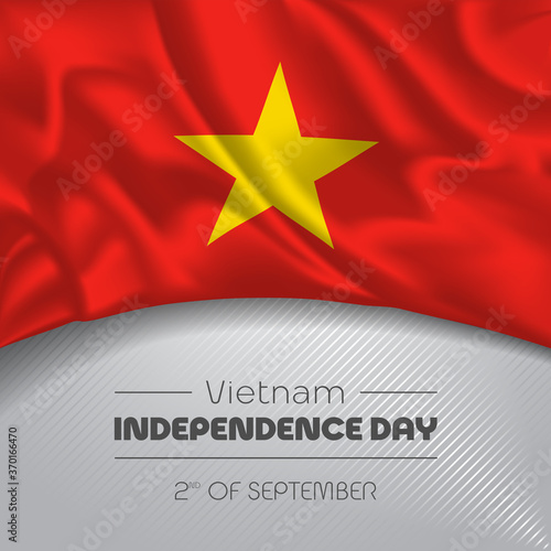 Vietnam happy independence day greeting card, banner vector illustration