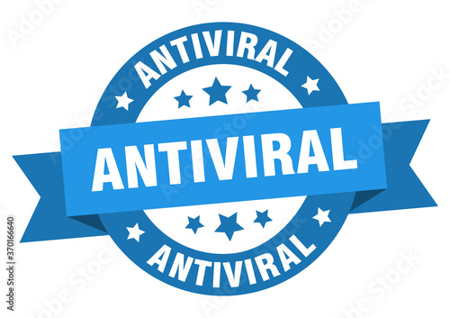 antiviral round ribbon isolated label. antiviral sign