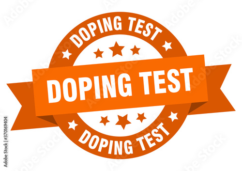 doping test round ribbon isolated label. doping test sign