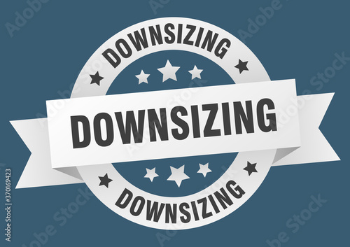 downsizing round ribbon isolated label. downsizing sign