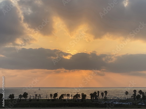 Beautiful sunset over the Mediterranean Sea.