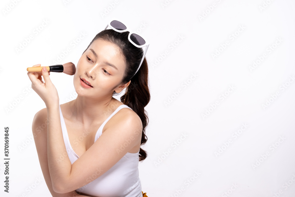 Healthy asian young beauty natural skin. beautiful girl makeup cosmetic model and spa concept Healthy asian young beauty natural skin. beautiful girl makeup cosmetic model and spa concept