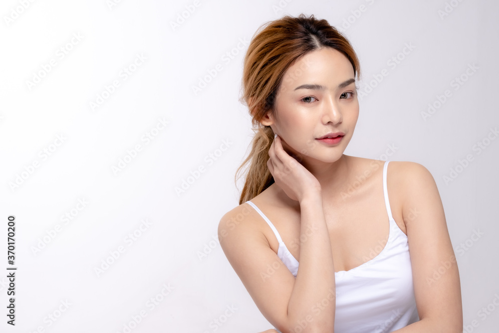 Healthy asian young beauty natural skin. beautiful girl makeup cosmetic model and spa concept Healthy asian young beauty natural skin. beautiful girl makeup cosmetic model and spa concept