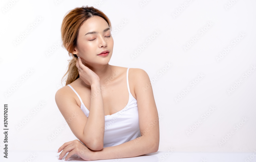 Healthy asian young beauty natural skin. beautiful girl makeup cosmetic model and spa concept Healthy asian young beauty natural skin. beautiful girl makeup cosmetic model and spa concept