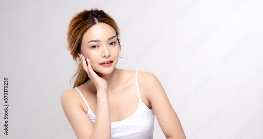 Healthy asian young beauty natural skin. beautiful girl makeup cosmetic model and spa concept Healthy asian young beauty natural skin. beautiful girl makeup cosmetic model and spa concept
