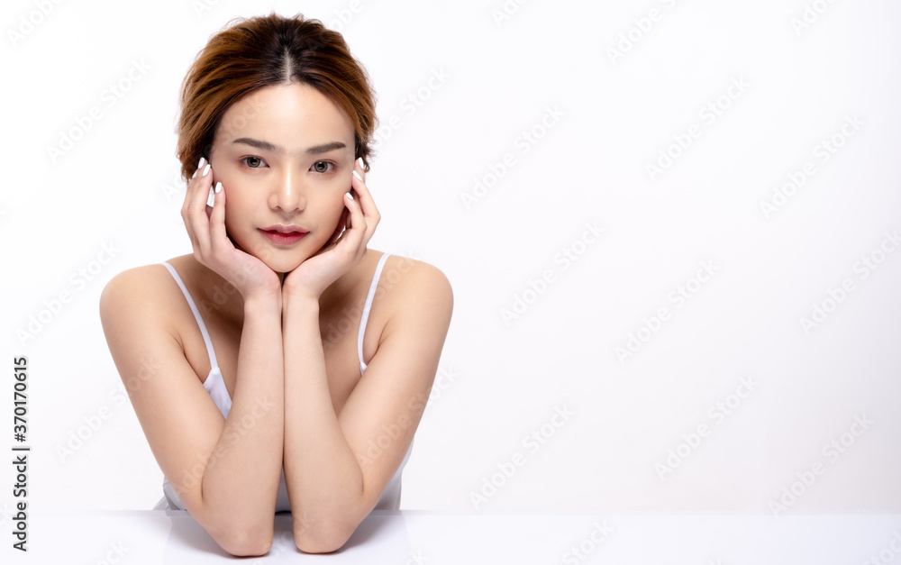 Healthy asian young beauty natural skin. beautiful girl makeup cosmetic model and spa concept Healthy asian young beauty natural skin. beautiful girl makeup cosmetic model and spa concept