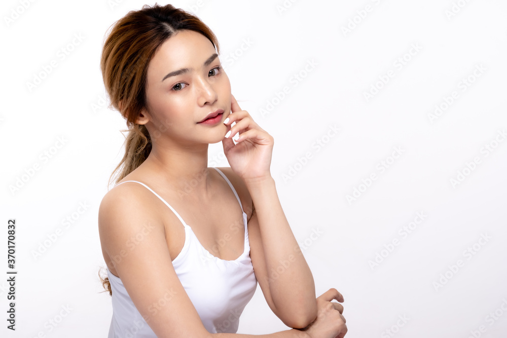 Healthy asian young beauty natural skin. beautiful girl makeup cosmetic model and spa concept Healthy asian young beauty natural skin. beautiful girl makeup cosmetic model and spa concept