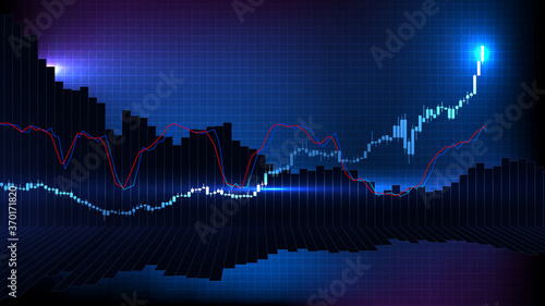 abstract background of stock market gold indicator candle graph