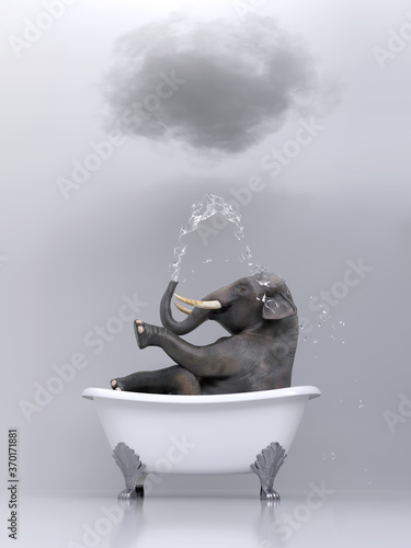 Fotografia elephant relaxing in the bath