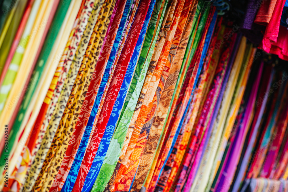 Fabrics on a Rack in Ubud Indonesia Fabrics on a Rack in Ubud Indonesia