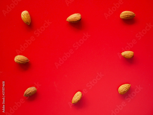 Group Almonds isolated on background.
