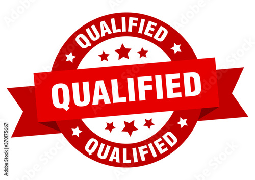 qualified round ribbon isolated label. qualified sign