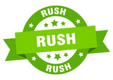 rush round ribbon isolated label. rush sign