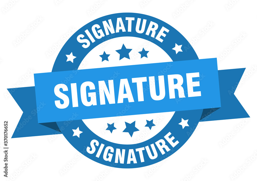 signature round ribbon isolated label. signature sign signature round ribbon isolated label. signature sign