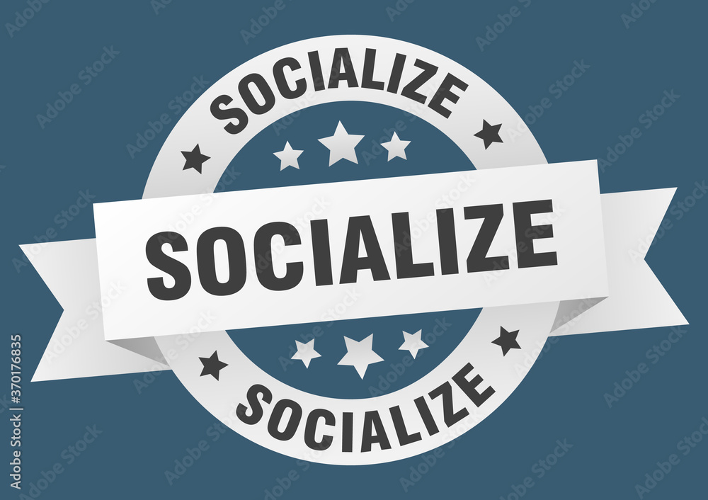 socialize round ribbon isolated label. socialize sign