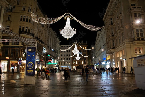 Graben street by night in Vienna, Austria