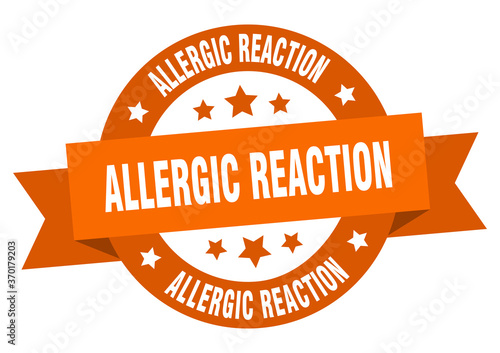 allergic reaction round ribbon isolated label. allergic reaction sign