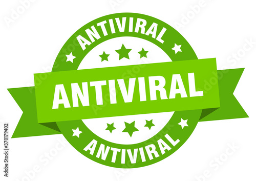 antiviral round ribbon isolated label. antiviral sign