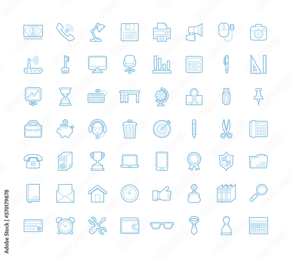 Liner office equipment icons Liner office equipment icons