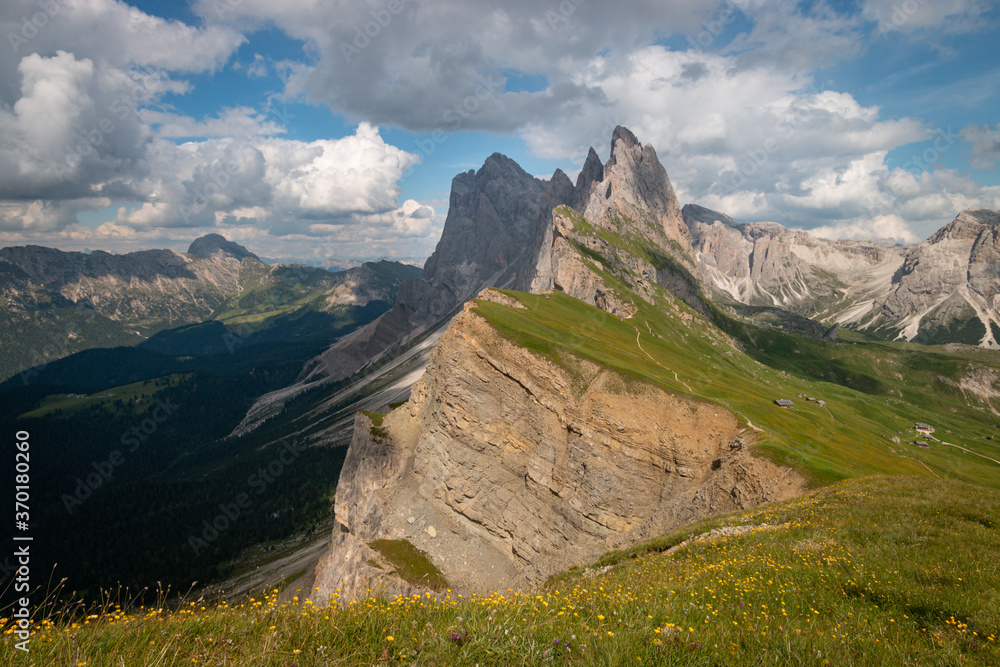 Odles group seen from Seceda in summer