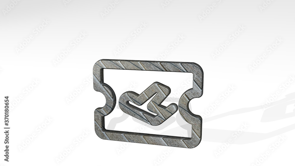 transportation ticket plane made by 3D illustration of a shiny metallic sculpture casting shadow on light background. icon and car transportation ticket plane made by 3D illustration of a shiny metallic sculpture casting shadow on light background. icon and car