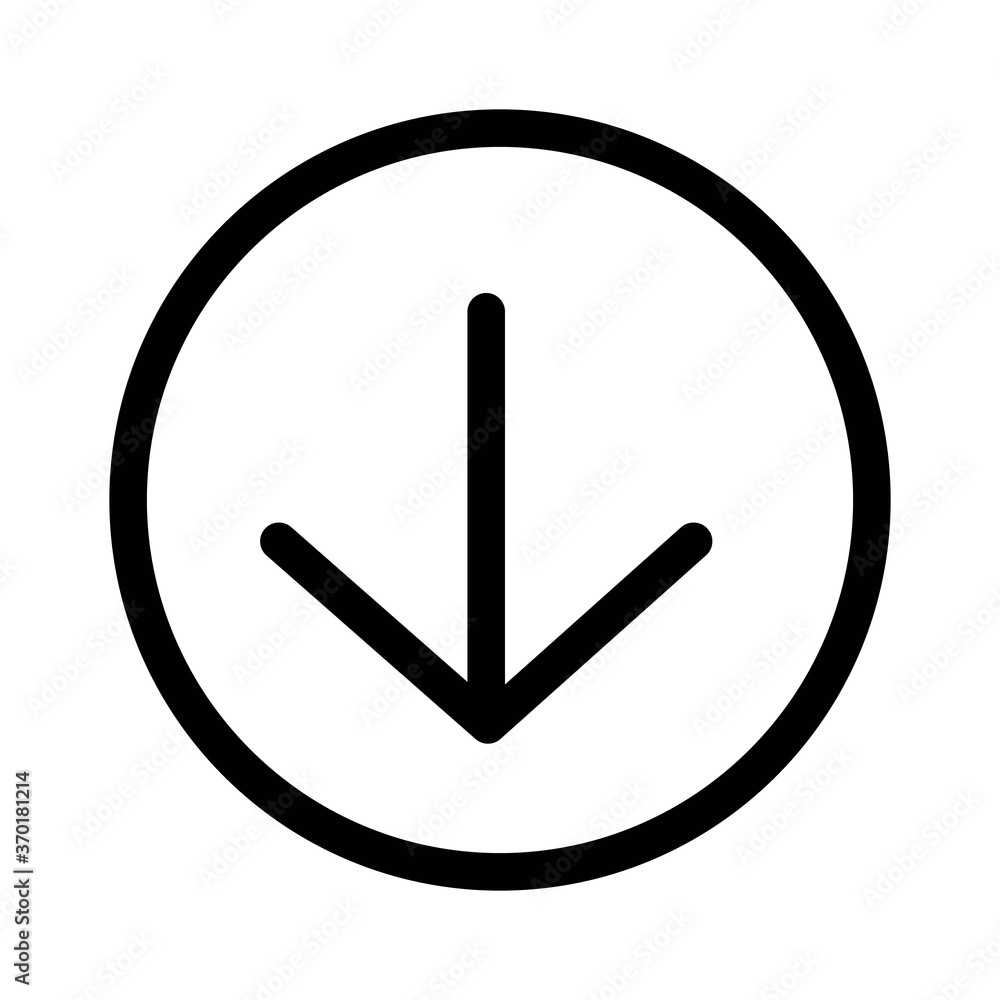 Down arrow icon - vector illustration. UI design button element. Down arrow icon - vector illustration. UI design button element.