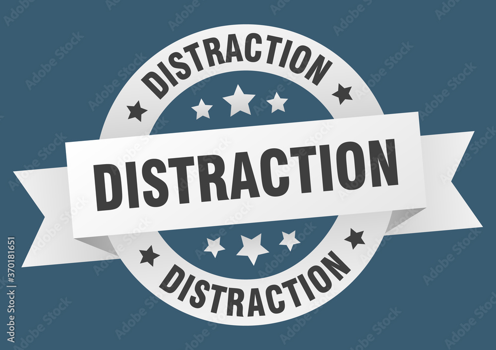 distraction round ribbon isolated label. distraction sign distraction round ribbon isolated label. distraction sign