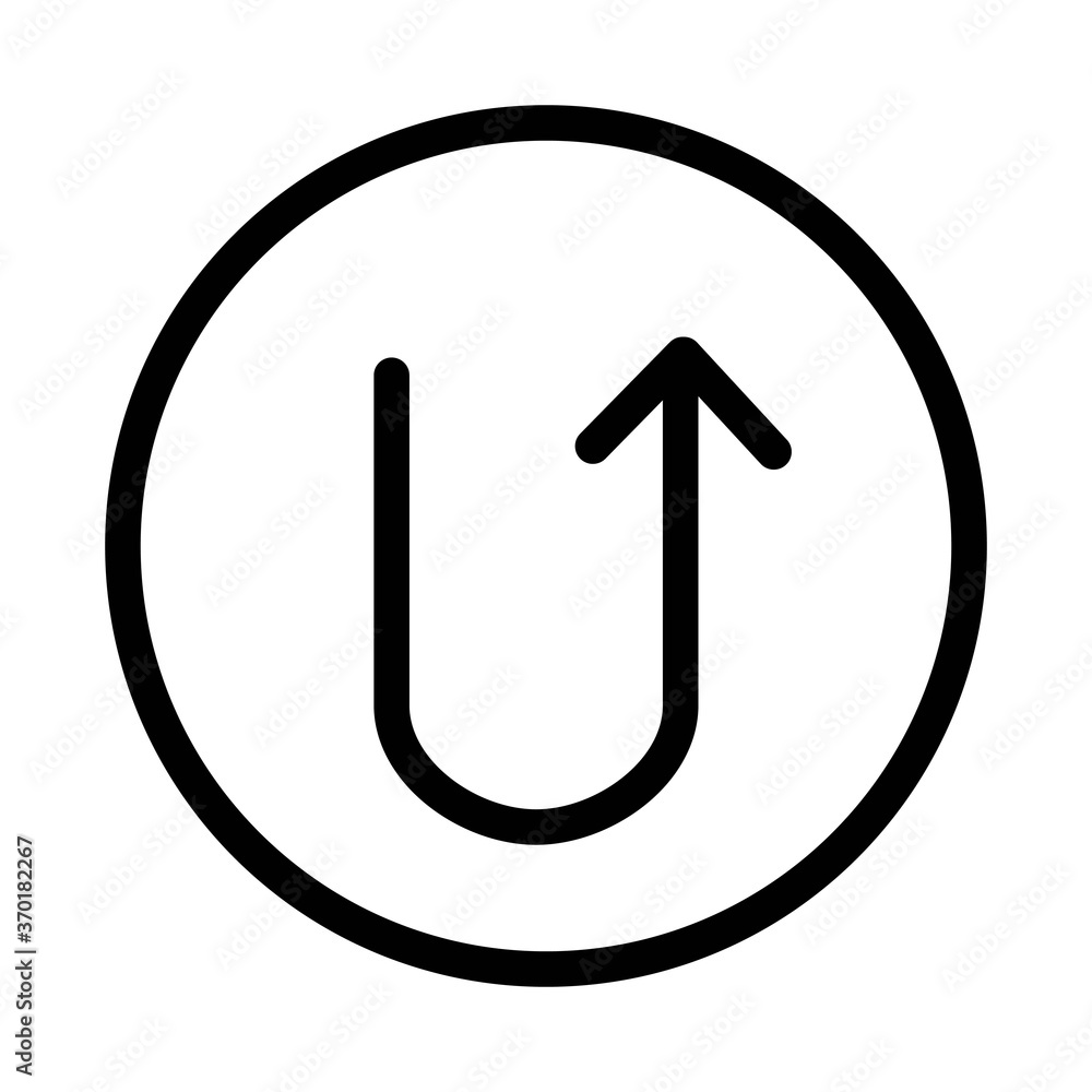 Vertical U shaped arrow icon for navigation concept. Turn back road sign. Vertical U shaped arrow icon for navigation concept. Turn back road sign.