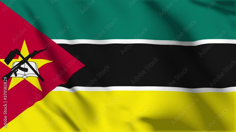 Waving flag loop. National flag of Mozambique Waving flag loop. National flag of Mozambique