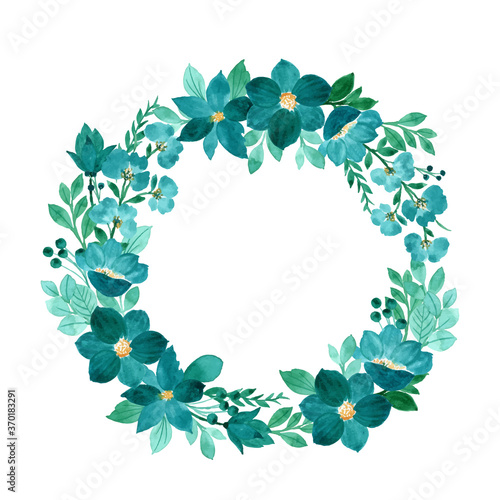 green floral wreath with watercolor