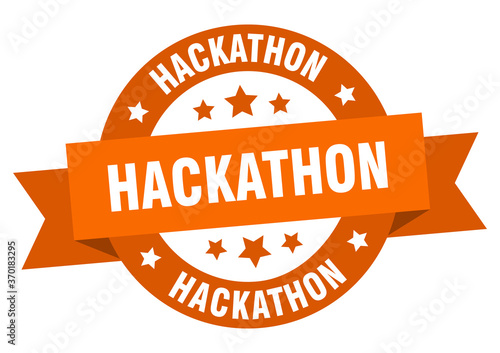 hackathon round ribbon isolated label. hackathon sign