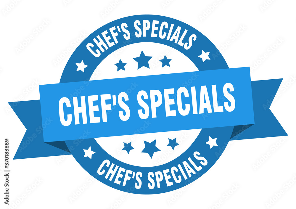 Obraz premium chef's specials round ribbon isolated label. chef's specials sign