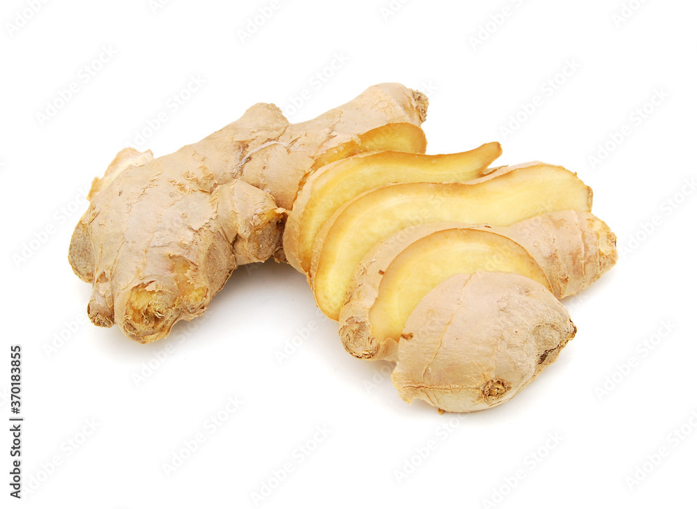 Cut ginger on white background Cut ginger on white background